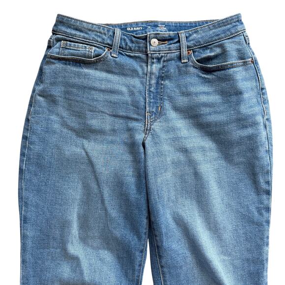 Old Navy Womens Curvy High-Waisted OG Loose Jeans Medium Wash Denim Sz 10 Petite - Picture 2 of 8